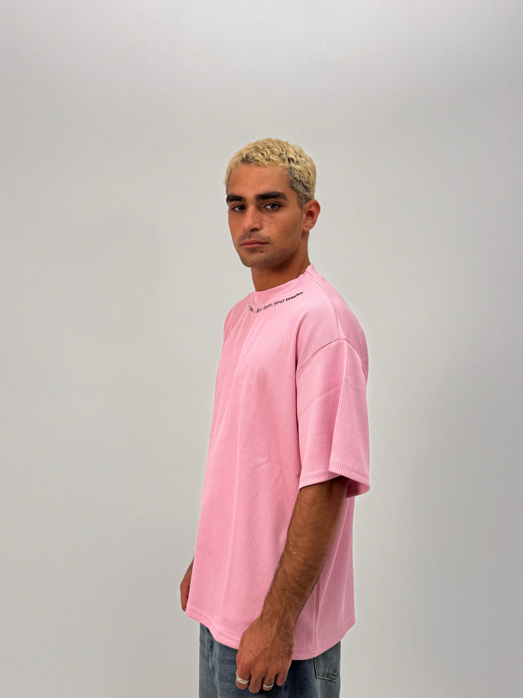 2K Oversized Ribbed Pink T-Shirt