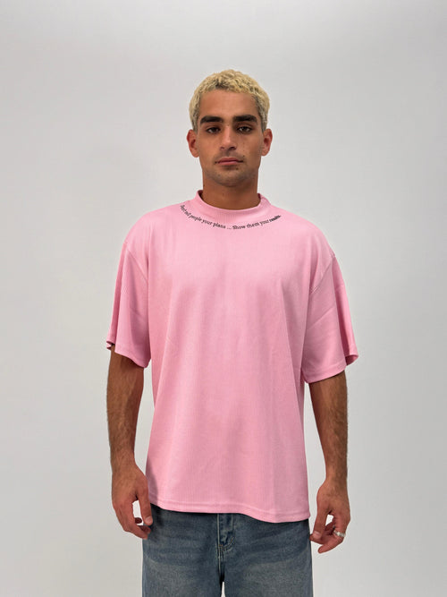 2K Oversized Ribbed Pink T-Shirt